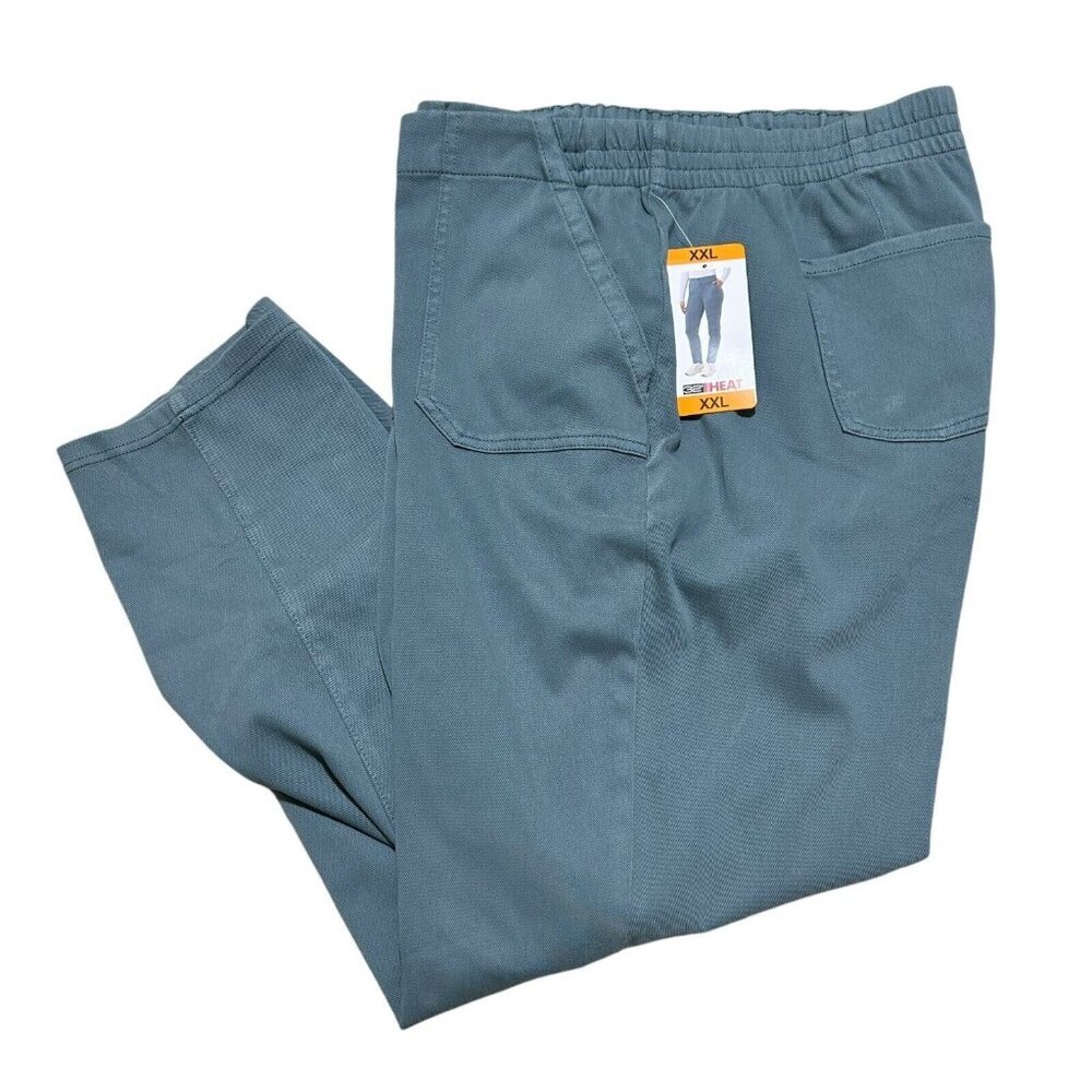 32 Degrees Heat Pants XXL Blue‎ Elastic Waist Stretch Cotton Twill Slacks NWT